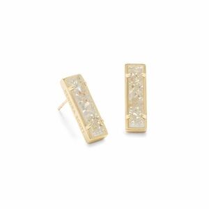 KENDRA SCOTT Lady Stud Earrings in Gold Iridescent Drusy w/ Jewelry Pouch